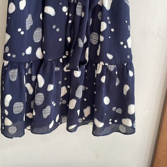 Ted Baker Steviee Polka Dot Puff Sleeve Dress Faux Wrap Dress Navy - Picture 8 of 16